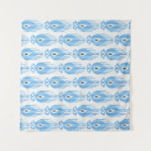 Blauweißes Ikat-Muster Wandteppich (Vorderseite (Horizontal))