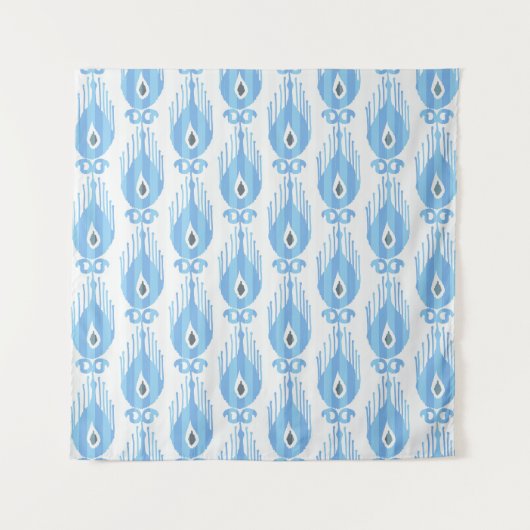 Blauweißes Ikat-Muster Wandteppich (Vorderseite)
