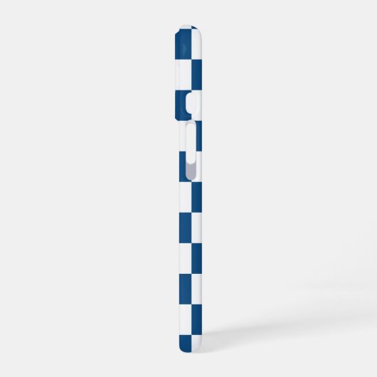 Blauweißes Prüfmuster mit Monogramm iPhone 16 Hülle (Linke Seite)