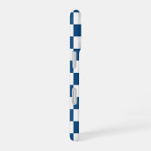 Blauweißes Prüfmuster mit Monogramm iPhone 16 Hülle (Rechte Seite)