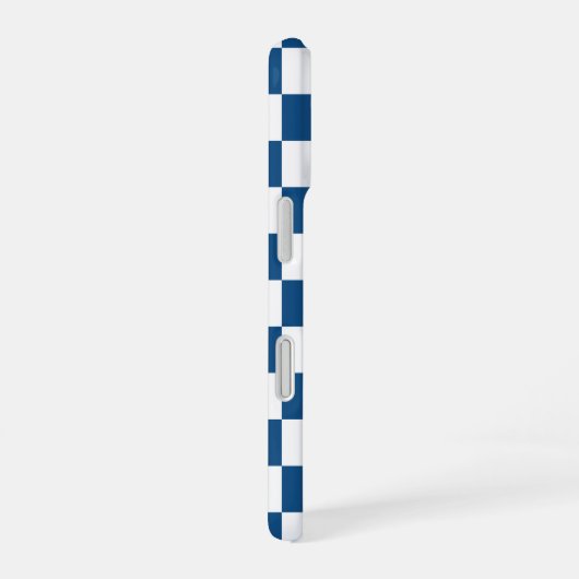 Blauweißes Prüfmuster mit Monogramm iPhone 16 Hülle (Rechte Seite)