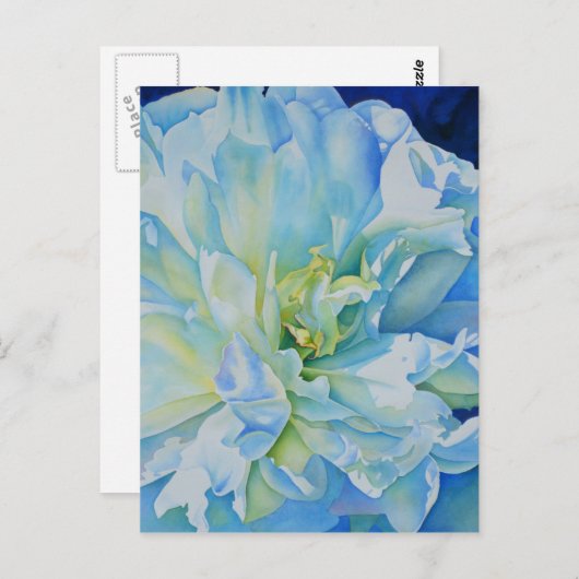 Blauweißes, romantisches Peronengemälde Postkarte (Vorne/Hinten)