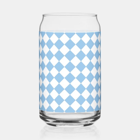 Blauweißes Schachbrett Diamantmuster Dosenglas (Vorderseite)