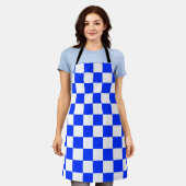 Blauweißes Schachbrettmuster für den Karo Schürze (Getragen)