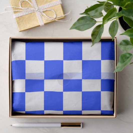 Blauweißes Schachbrettmuster für den Karo Seidenpapier (Geschenk)