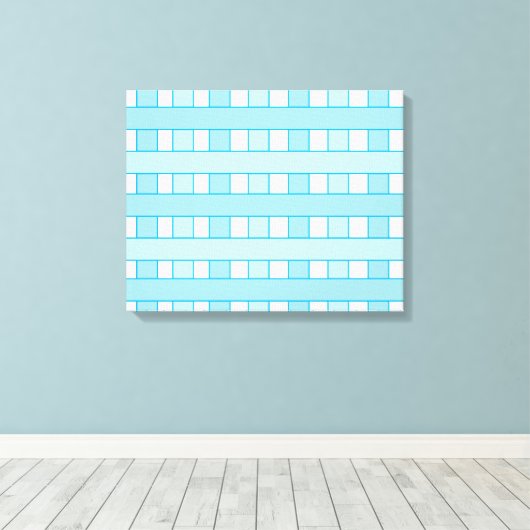 Blauweißes Schachbrettmuster Leinwanddruck (Insitu (Holzboden))