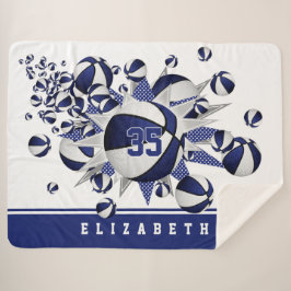 Blauweißes Sportdekor für Basketball Sherpadecke