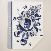 Blauweißes Sportdekor für Basketball Sherpadecke (Vorderseite)