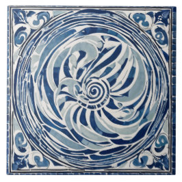 Blauweißes Swirl-Muster 02 Fliese