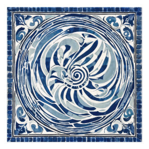 Blauweißes Swirl-Muster 02 Fotodruck