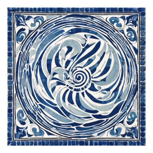 Blauweißes Swirl-Muster 02 Fotodruck (Vorne)