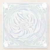 Blauweißes Swirl-Muster 02 Glasuntersetzer (Rückseite)