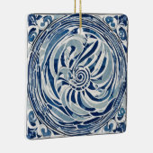 Blauweißes Swirl-Muster 02 Keramikornament (Rechts)