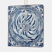 Blauweißes Swirl-Muster 02 Keramikornament (Links)