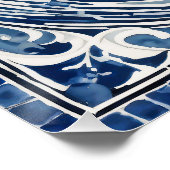 Blauweißes Swirl-Muster 02 Poster (Ecke)