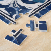 Blauweißes Swirl-Muster 02 Puzzle (Seite)