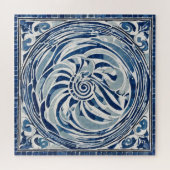 Blauweißes Swirl-Muster 02 Puzzle (Horizontal)