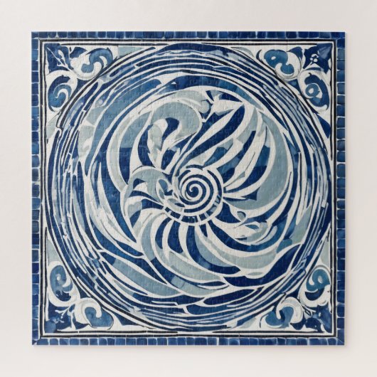 Blauweißes Swirl-Muster 02 Puzzle (Vertikal)