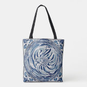 Blauweißes Swirl-Muster 02 Tasche (Rückseite)