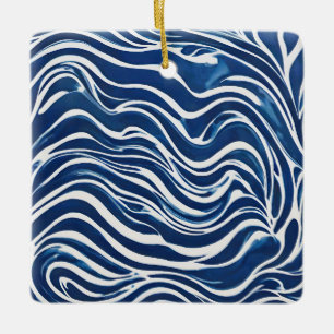 Blauweißes Swirl-Muster 06 Keramikornament