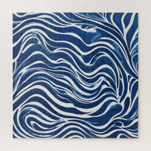 Blauweißes Swirl-Muster 06 Puzzle