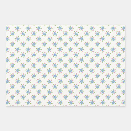 Blauweißes Vergessenstil-Me-Not-Blume Wasserfarben Geschenkpapier Set (Vorderseite 2)