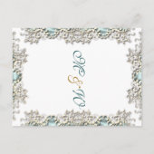 Blauweißes Vintages filigranes Foto Ankündigungspostkarte (Rückseite)