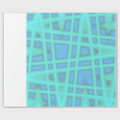 Blauwelle Modernes geometrisches Abstraktes Muster Geschenkpapier (Flach)