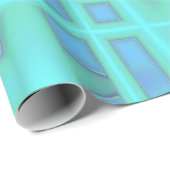 Blauwelle Modernes geometrisches Abstraktes Muster Geschenkpapier (Rolleneckpunkt)