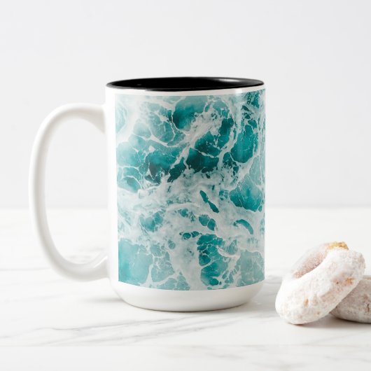 Blauwellen Zweifarbige Tasse (Mit Donut)