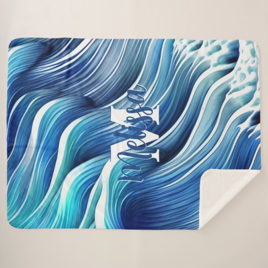 Blauwellenmuster Sherpadecke (Vorderseite (Horizontal))