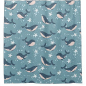 Blauwhalmuster Duschvorhang (Vorderseite)