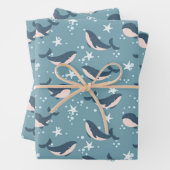 Blauwhalmuster Geschenkpapier Set (Beispiel)