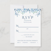 Blauwildzweige, Wasserfarbenhochzeit RSVP Karte (Vorderseite)