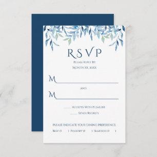 Blauwildzweige, Wasserfarbenhochzeit RSVP Karte