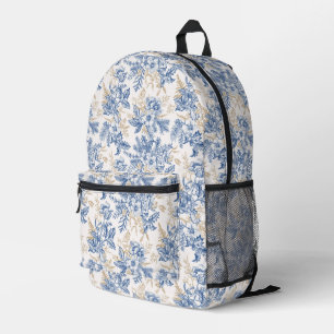 Blauwintermuster für Vintage Blume Bedruckter Rucksack