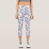 Blauwintermuster für Vintage Blume Capri Leggings (Vorderseite)