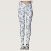 Blauwintermuster für Vintage Blume Leggings (Vorderseite)