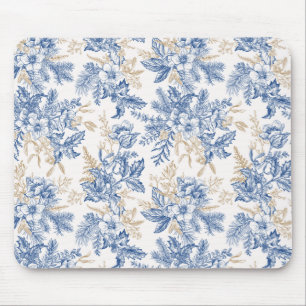 Blauwintermuster für Vintage Blume Mousepad
