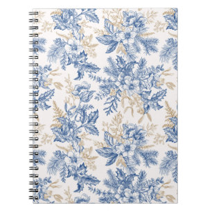 Blauwintermuster für Vintage Blume Notizblock