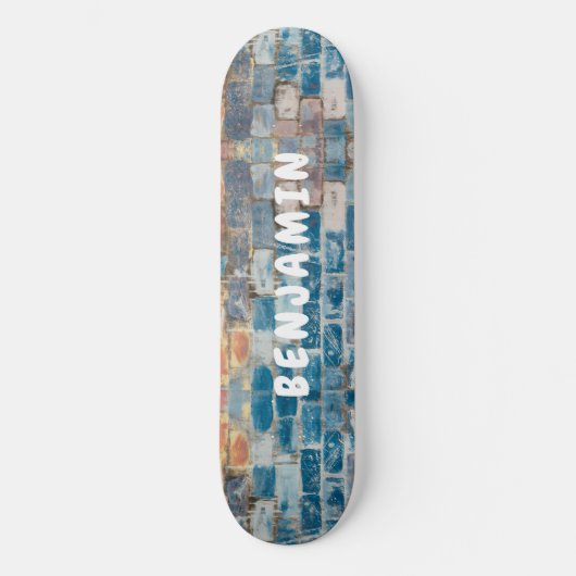 Blauziegel, Rost und weiße lackierte Wand - Monogr Skateboard (Vorderseite)