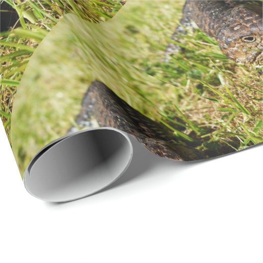 Blauzungenechse, die im Gras einbricht, Geschenkpapier (Rolleneckpunkt)