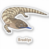 Blauzungenreptilierer Cartoon Aufkleber (Vorderseite)