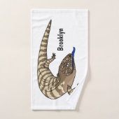 Blauzungenreptilierer Cartoon Badhandtuch Set (Handtuch)