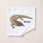 Blauzungenreptilierer Cartoon Badhandtuch Set (Waschlappen)