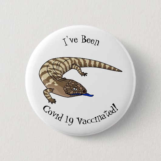 Blauzungenreptilierer Cartoon Button (Vorderseite)