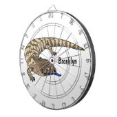 Blauzungenreptilierer Cartoon Dartscheibe (Vorderseite rechts)