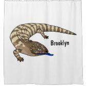 Blauzungenreptilierer Cartoon Duschvorhang (Vorderseite)