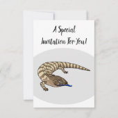 Blauzungenreptilierer Cartoon Einladung (Rückseite)