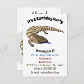 Blauzungenreptilierer Cartoon Einladung (Vorne/Hinten)